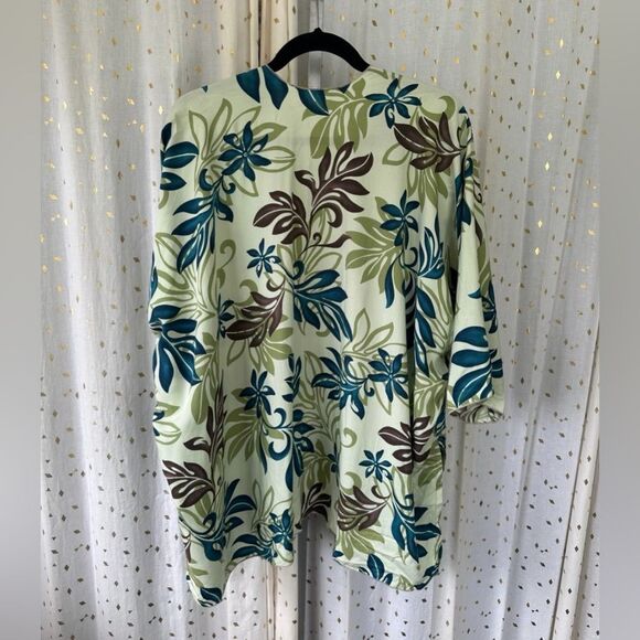 Maia Creations Hawaiian Tropical Floral Print Open Kimono Cover Up One Size Plus - Picture 2 of 5